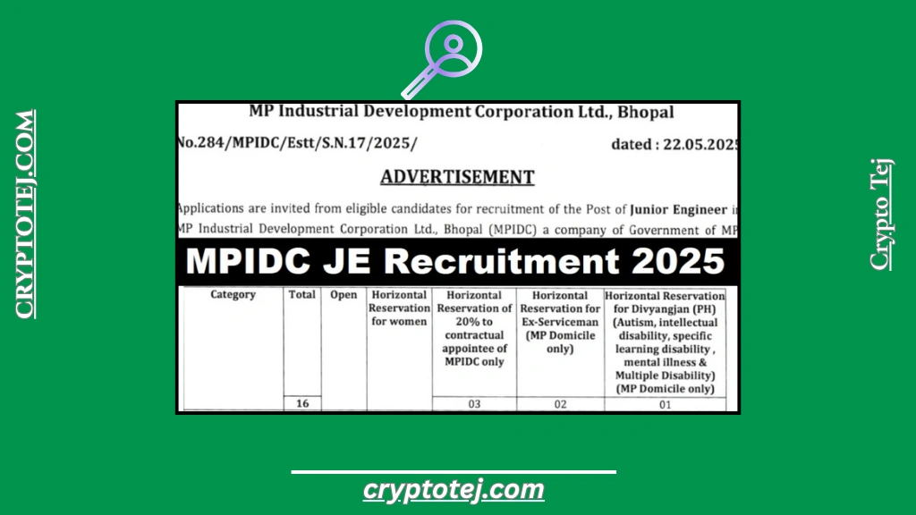 MPIDC JE Recruitment 2025